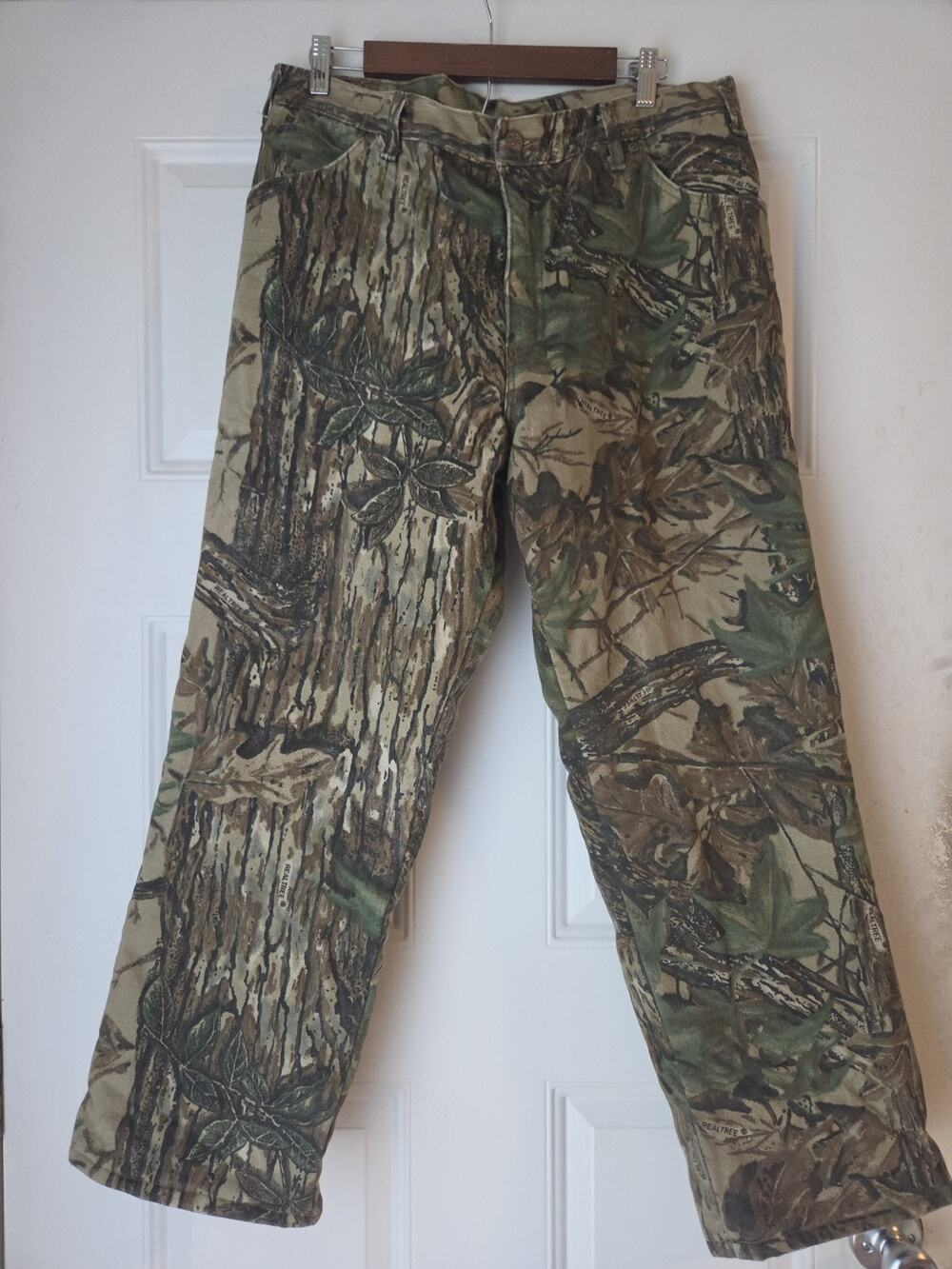 Vintage Cabelas Realtree Camo Mens 36 Insulated Hunting Pants Denim Outdoors